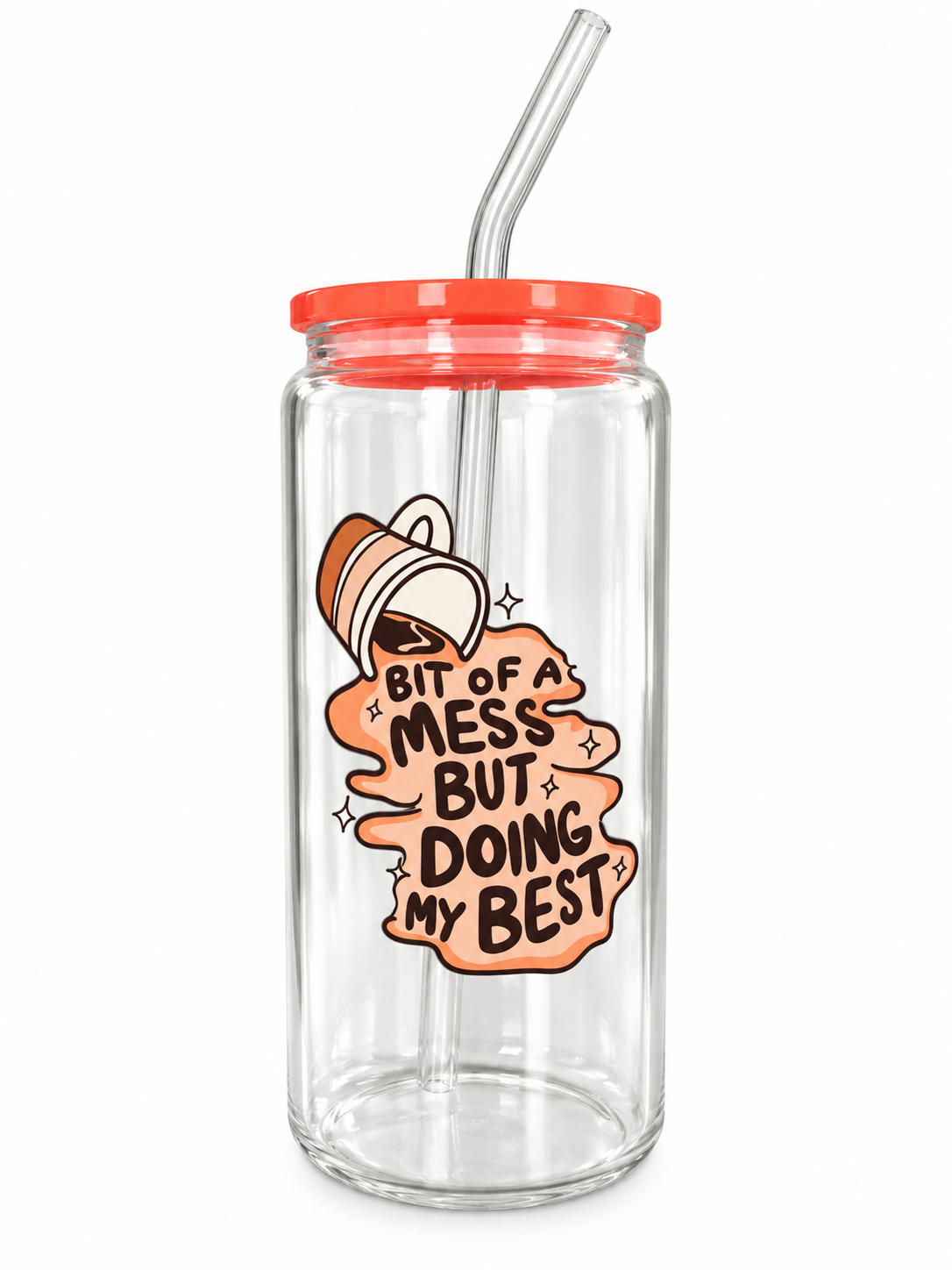 Bit of a Mess But Doing My Best – 20oz Glass Tumbler