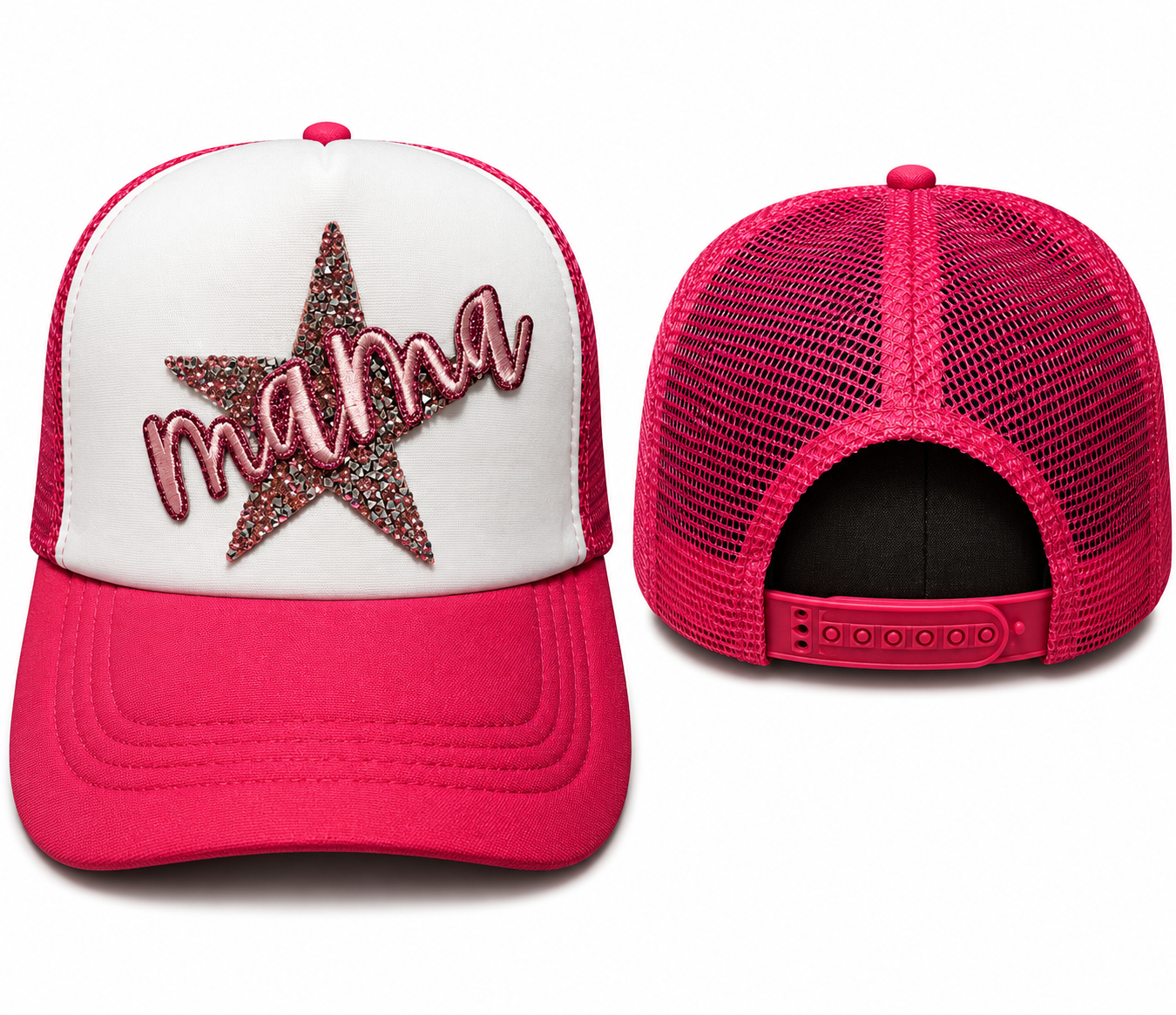 Mama Glitter Star Trucker Hat | Hot Pink Western Snapback Cap