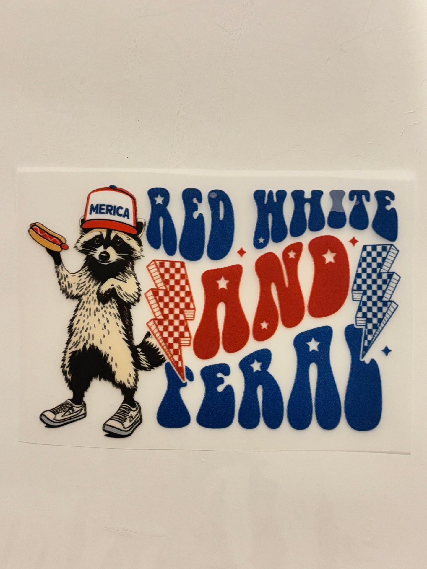 Red, White & Feral Raccoon | Custom Patriotic Trucker Hat
