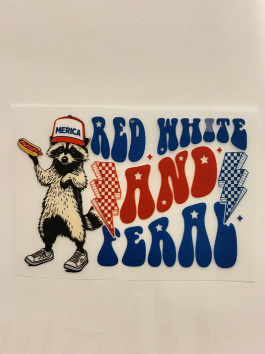 Red, White & Feral Raccoon | Custom Patriotic Trucker Hat