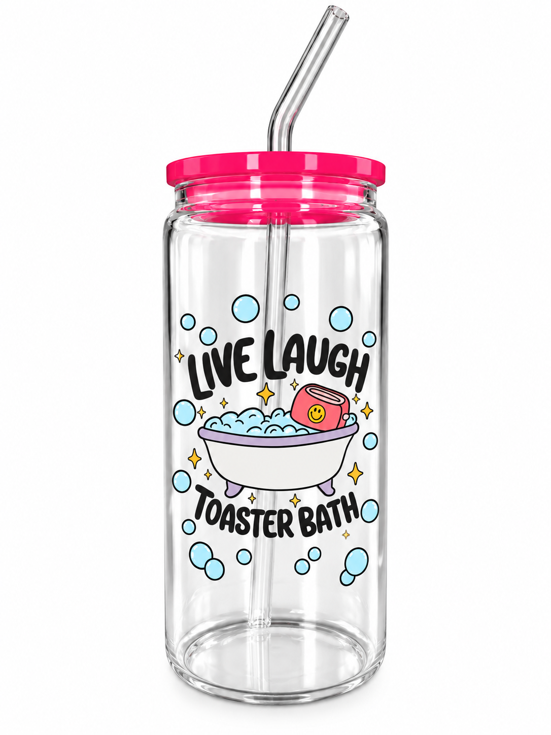 Live Laugh Toaster Bath – 20oz Glass Tumbler