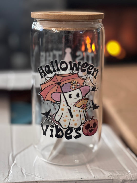 Halloween Vibes Glass Cup
